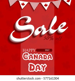 Sale. Happy Canada Day. Illustration