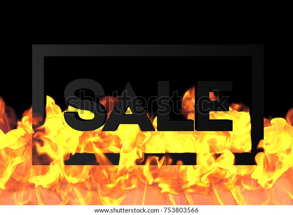 Sale On Fire Background Hot Holiday Stock Illustration 753803566