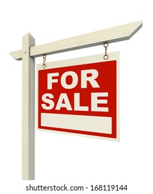 For Sale Real Estate Sign Isolated On White Background