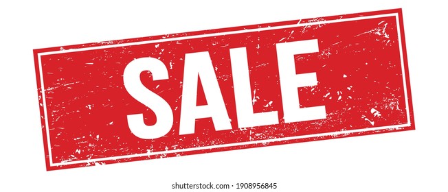 SALE text on red grungy rectangle stamp sign.