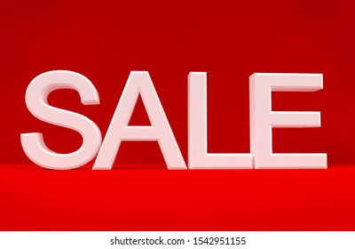 Sale text white 3D on red background