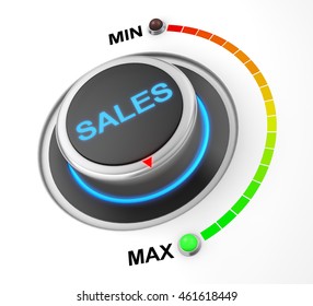 Sales Button Position. Concept Image For Illustration Of Sales In The Maximum Position , 3d Rendering