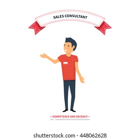 Sales Consultant, Sales Trainer Or Mystery Shopper Company, Street Seller.  Illustration