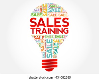 Sales Training Bulb Word Cloud, Business Concept Background