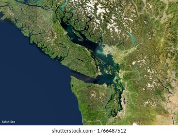 Salish Sea Satellite Imagery (3D Rendering)