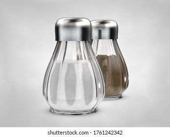 salt and pepper 3d render illustration on a white background, isolated