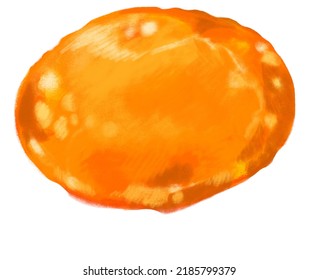 Salt Soy Sauce Cured Egg Yolk Asian Food Watercolor Illustration Art