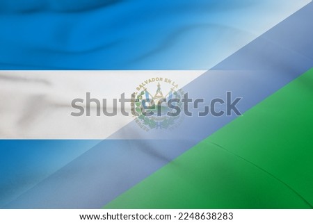 Salvador and Lesotho official flag international contract LSO banner country Lesotho Salvador patriotism. 3d image Stock fotó © 