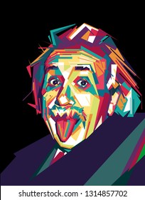 Samarinda, Indonesia - 2/17/2019 : an illustration of a old man face inspired by albert einstein pop art style isolated