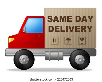 Same Day Delivery Indicating Logistics Distribution And Freight