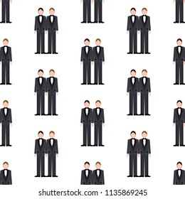 Same sex wedding seamless pattern on the white background.  illustration