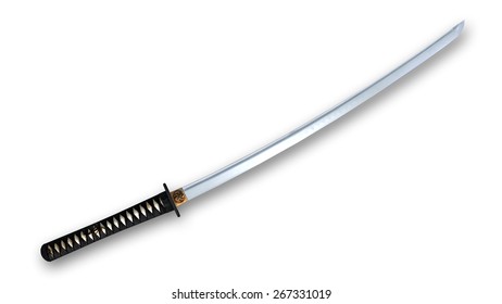 Samurai Sword, Katana Isolated On White Background