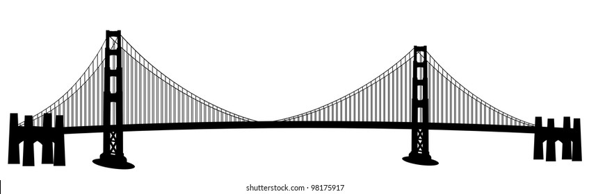 San Francisco Golden Gate Bridge Black And White Clip Art