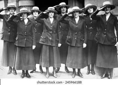 San Francisco Yeomanettes Attached To The Naval Reserve, Twelfth District. Over 11,000 Enlisted Women Served During WWI. June 1918.