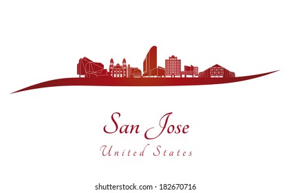 San Jose Skyline In Red