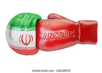 Sanctions Against Iran Concept, 3D Rendering Isolated On White Background