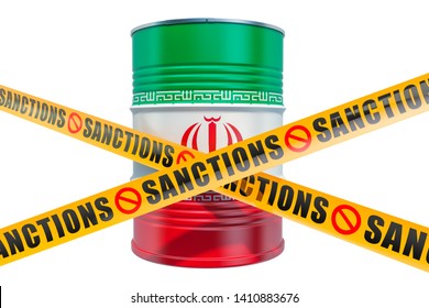 Sanctions Against Iran, Forbidden Export Of Iranian Oil Concept, 3D Rendering Isolated On White Background