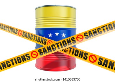 Sanctions Against Venezuela, Forbidden Export Of Venezuelan Oil Concept, 3D Rendering Isolated On White Background