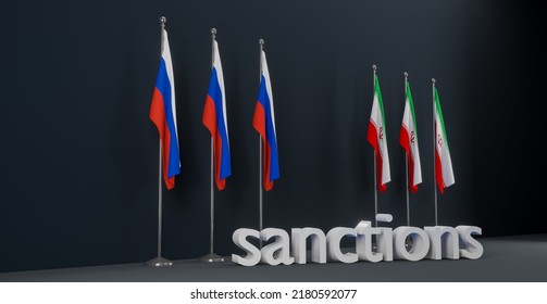 Sanctions On Iran And Sanctions On Russia, Sanctions Against Iran And Russia, 3D Work And 3D Illustration