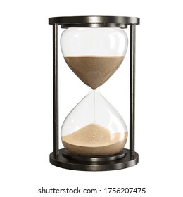 Sand glass hourglass egg sand timer clock 3D rendering isolated on white background