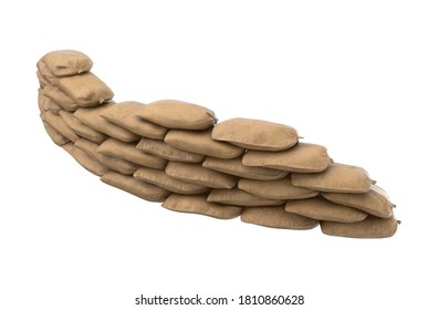 Sandbag Barricade 3D Illustration On White Background