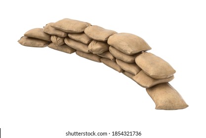 Sandbag Barricade 3D illustration on white background