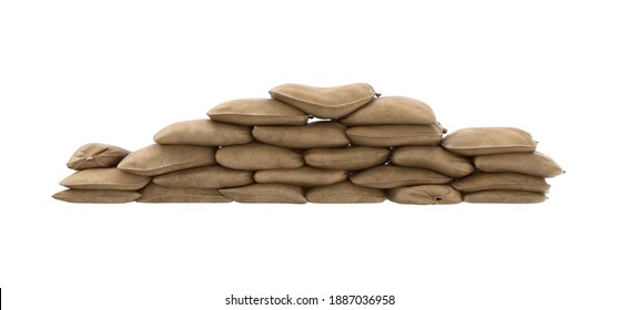 Sandbag Barricade 3D Illustration On White Background