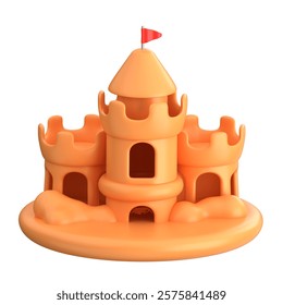 Sandcastle 3D Render, symbolizing beach fun, creativity, and summer activities for kids and families