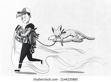 
The Sandman Walking His Cat