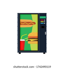 Sandwich Vending Machine Beverage . Food Automatic Snack Bar Chip. Sale Fast Consumer Product  Service. Goods Display Burger