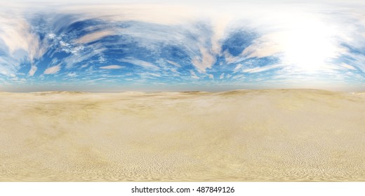 Sandy Desert. Environment Map. HDRI Map. Equirectangular Projection. Spherical Panorama. Landscape. 3d Rendering.