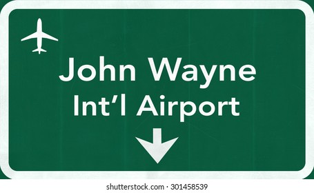 Santa Ana John Wayne USA International Airport Highway Road Sign 2D IllustrationTexture, background, element