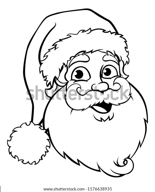 サンタクロースの漫画のキャラクター クリスマスの白黒イラスト のイラスト素材 1176638935