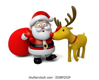 Santa Claus Santa Deer Stock Illustration 333892529 