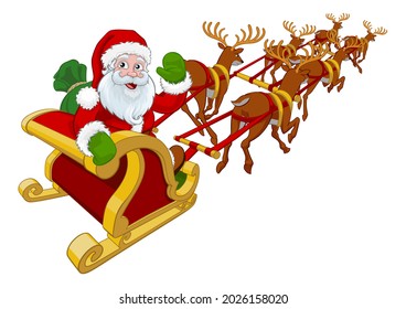 53 Santa and his sleigh with rudolf Images, Stock Photos & Vectors ...