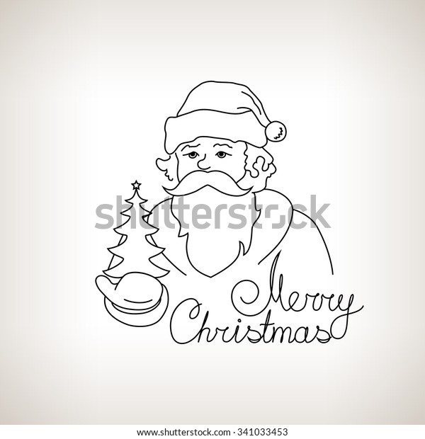 Santa Claus Holds Hand Christmas Tree Stock Illustration