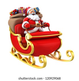 Santa Claus On Sleigh With Presents