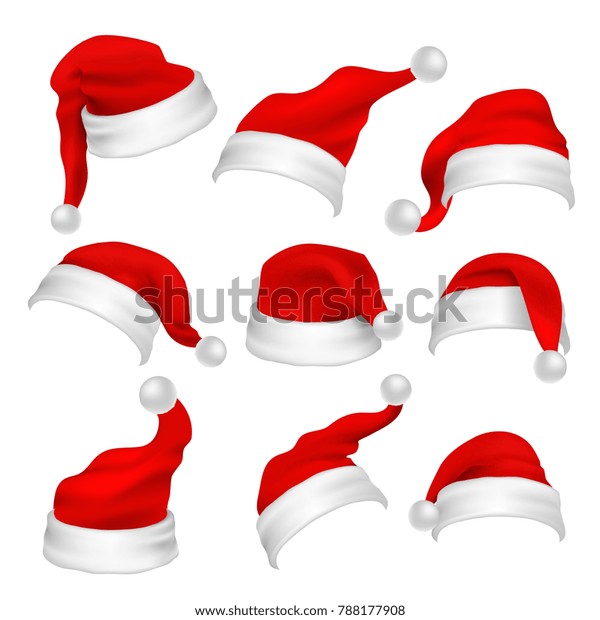 サンタクロースの赤い帽子のフォトブースの小道具 クリスマスホリデーの装飾エレメント フォトブース用サンタクロースクリスマス帽 キャップコスチューム イラスト のイラスト素材