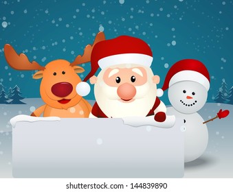 Family Snowman Christmas Background Stock Vector (Royalty Free) 144755641