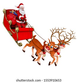 Santa Claus Rides Reindeer Sleigh On Stock Illustration 156706412 ...