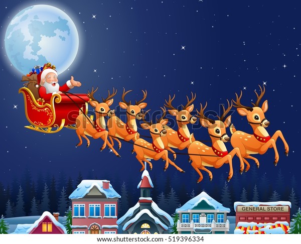 Le Pere Noel Monte Son Traineau Illustration De Stock