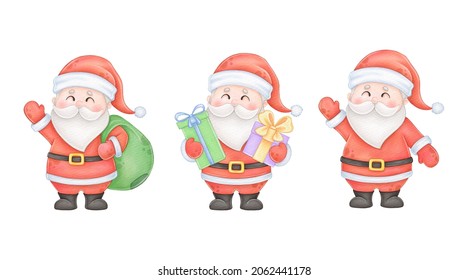 Santa Claus Set, Watercolor Clip Art 