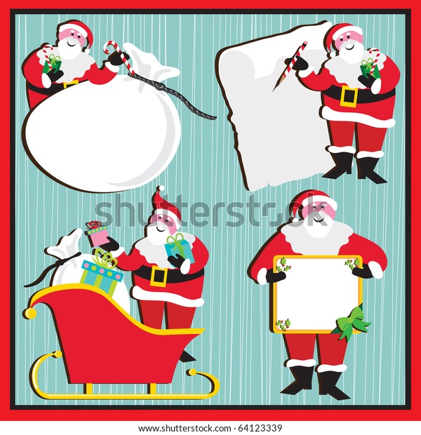 Santa Clause 4 Poses Use s Stock Illustration