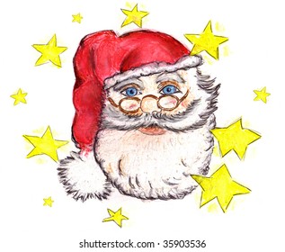 santa clause with stars - Shutterstock ID 35903536