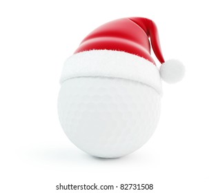 santa hat golf ball isolated on a white background - Powered by Shutterstock