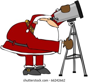 Santa Looking Through A Telescope - Powered by Shutterstock