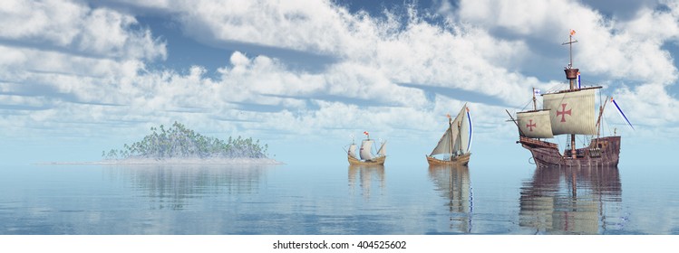 Santa Maria, Nina And Pinta Of Christopher Columbus
Computer Generated 3D Illustration