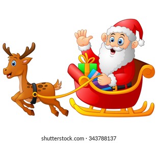 Santa Riding Sledge Cartoon Stock Illustration 343788137 | Shutterstock