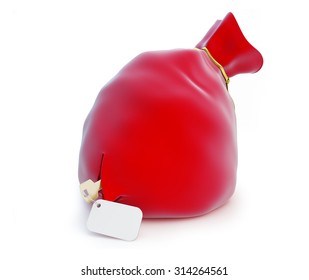 Santa's red bag with gifts key. 3d Illustrations on a white background  - Powered by Shutterstock