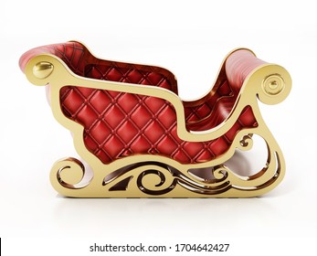 Santa's Sleigh Isolated On White Background. 3D Illustration.